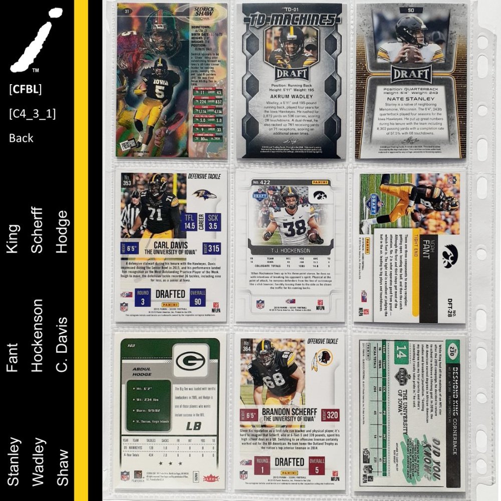 Iowa Hawkeyes 9 Card Lot [CFBL] [C4_3_1] - Picture 2 of 8